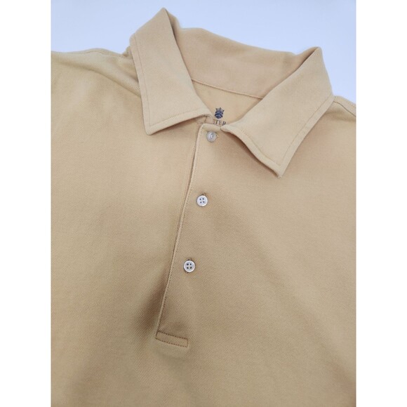 Peter Millar Shirt Men's L‎ Yellow Short Sleeve Polo Golf Sun Washed Mesh - Picture 1 of 5